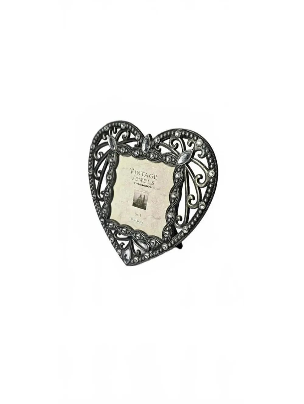 Vintage Jewels Heart-Shaped Decorative Photo Frame 3x3